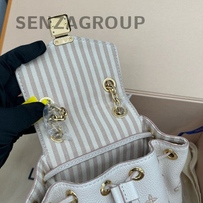 Louis Vuitton Nano Noe Backpack Monogram Calfskin Women Beige Gold