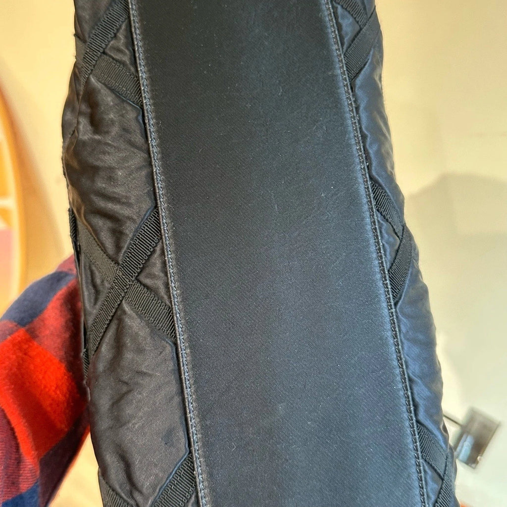 Excellent Chanel Maxi Tote Nylon Black Handbag Chain Shoulder Bag Chip Version