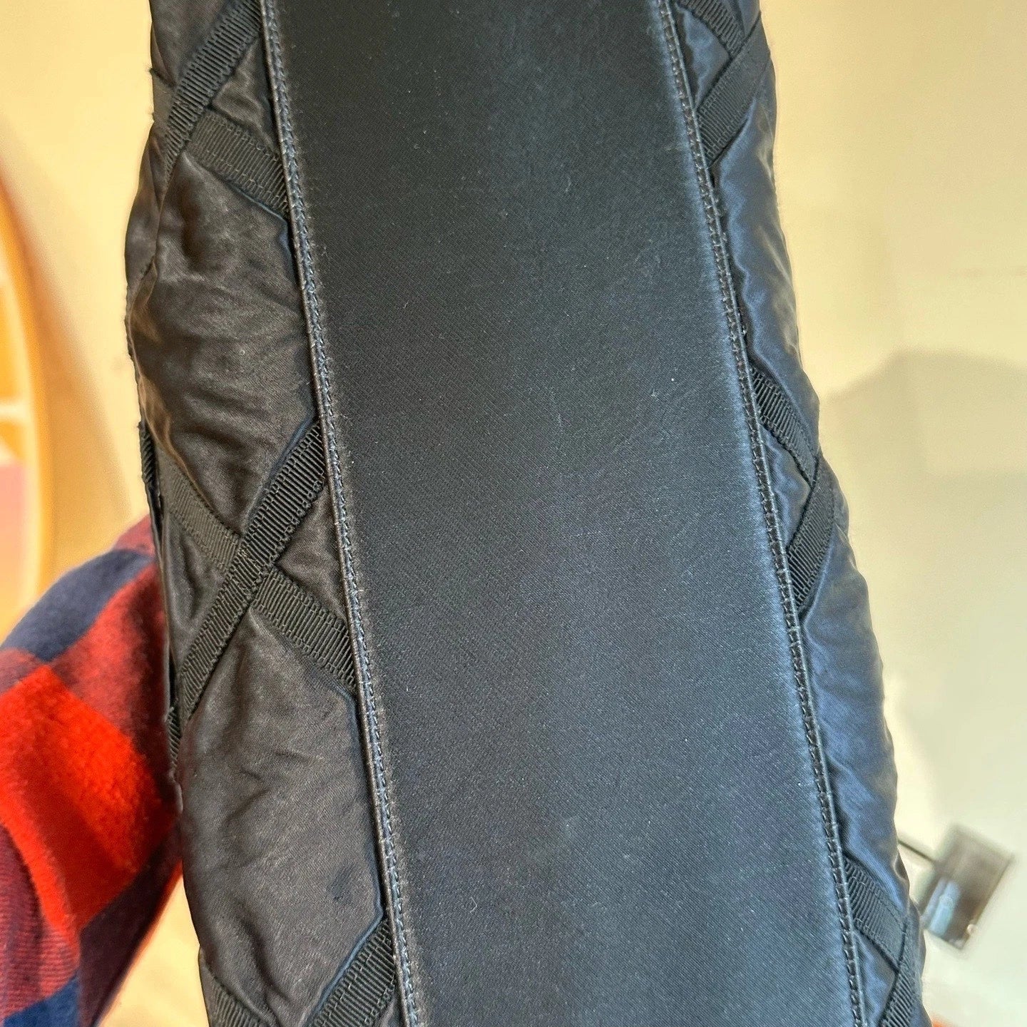 Excellent Chanel Maxi Tote Nylon Black Handbag Chain Shoulder Bag Chip Version