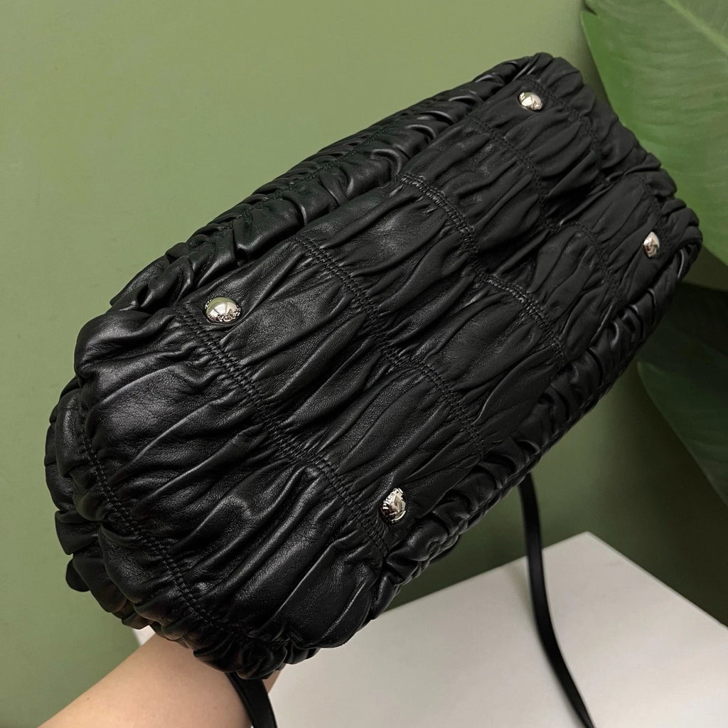 Prada Tote Bag 2ways Black Silver Hardware Crossbody Bag Excellent