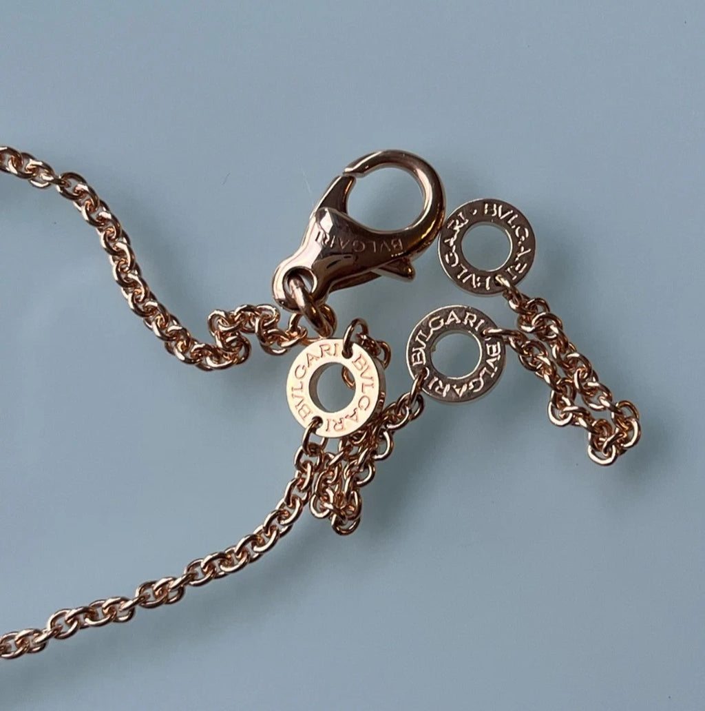 Bvlgari B.zero1 Chain Necklace 18k Rose Gold White Ceramic Pendant Excellent