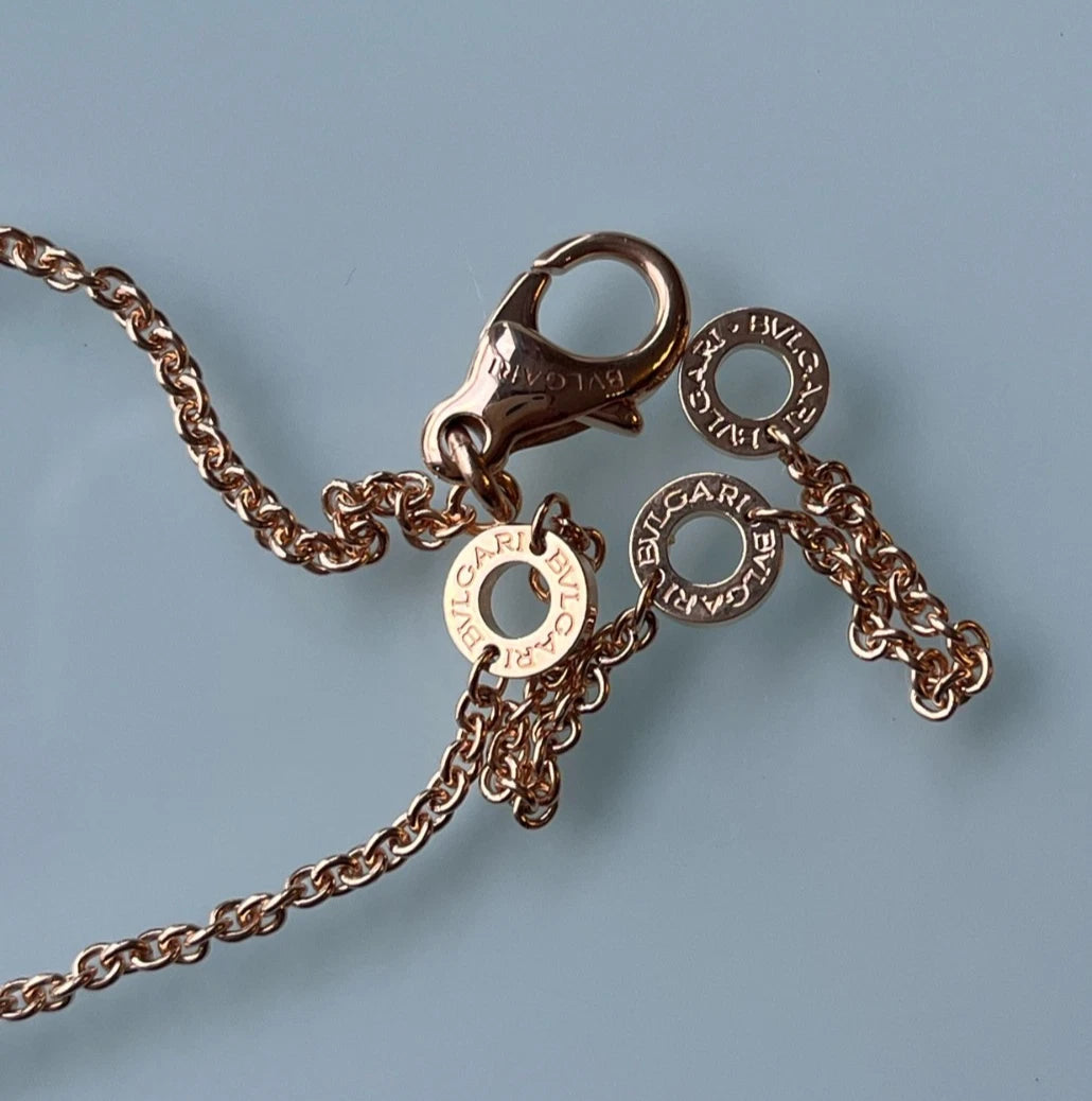 Bvlgari B.zero1 Chain Necklace 18k Rose Gold White Ceramic Pendant Excellent