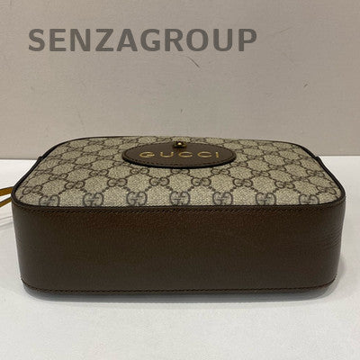 Gucci Tiger Head Camera Bag GG Monogram Brown Gold Buckle Classic Women