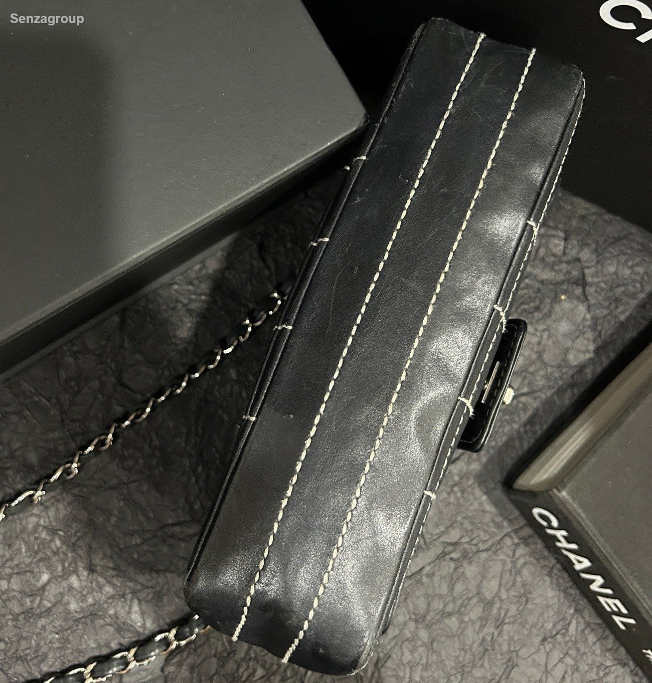 Chanel Classic Flap Calfskin Mini Chain Shoulder Bag Crossbody Black Women