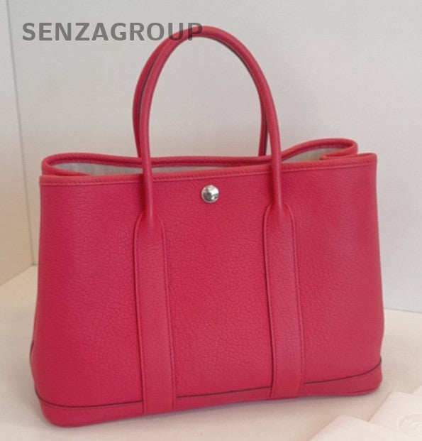Hermes Garden Party30 Negonda Top Handle Bag Red Silver Women Classic