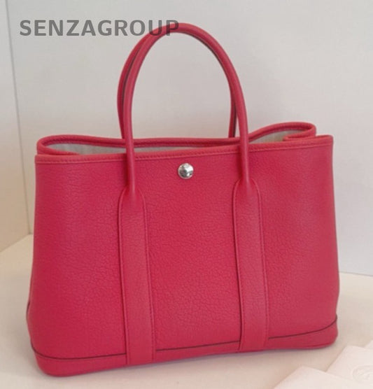 Hermes Garden Party30 Negonda Top Handle Bag Red Silver Women Classic