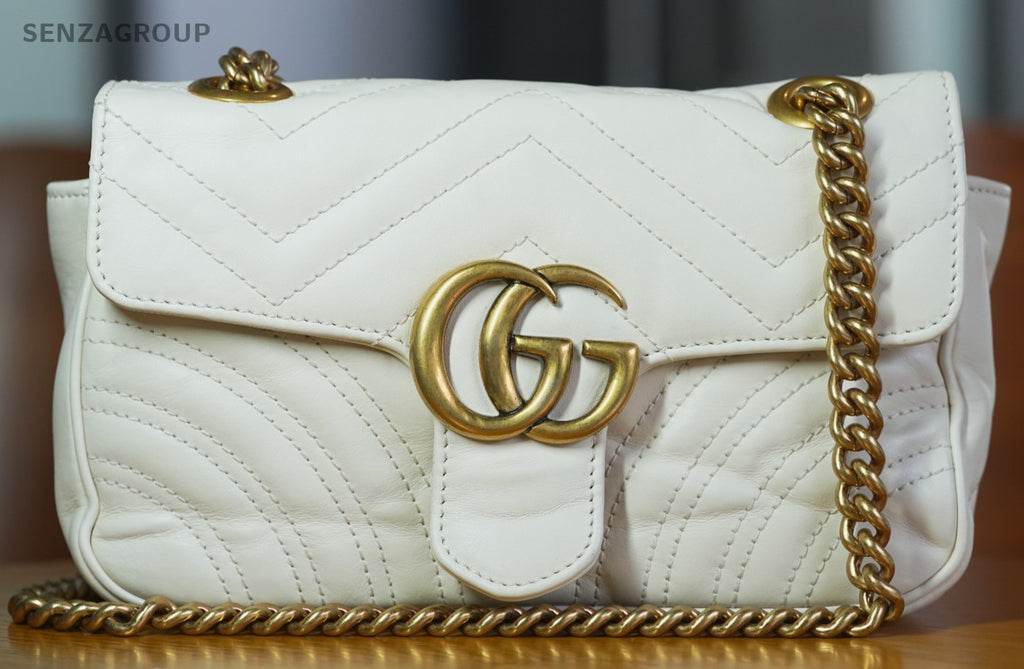 GUCCI Marmont GG Handbag Shoulderbag Crossbody White gold