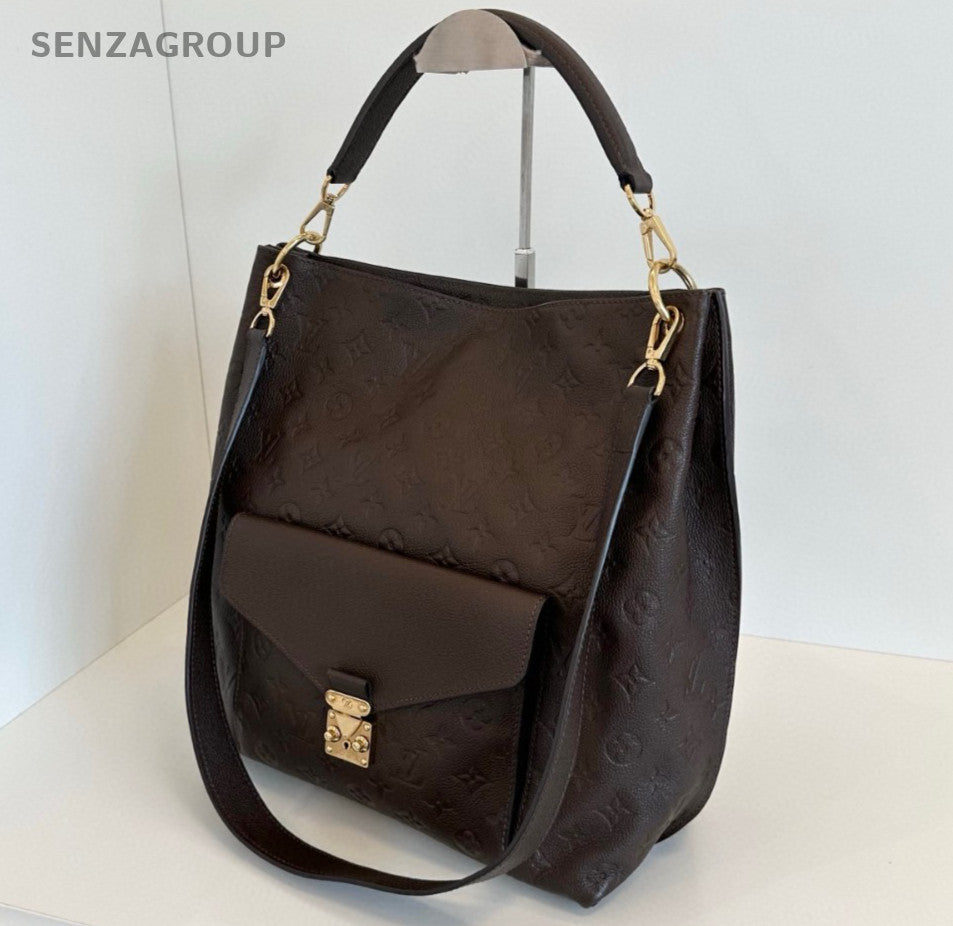 Louis Vuitton Métis Hobo Monogram Top Handle Bag Crossbody Brown Gold Women
