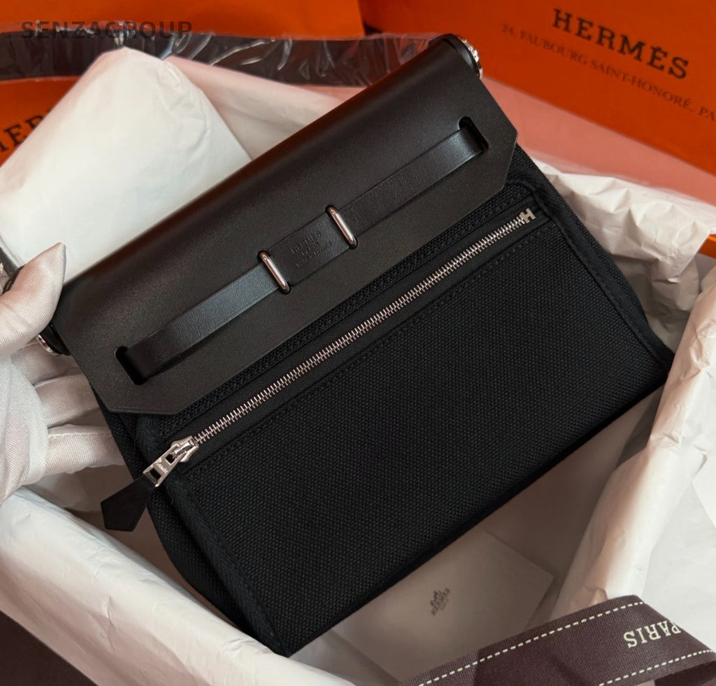 Hermes Herbag Mini Shoulder Bag Black Silver Used Women Classic