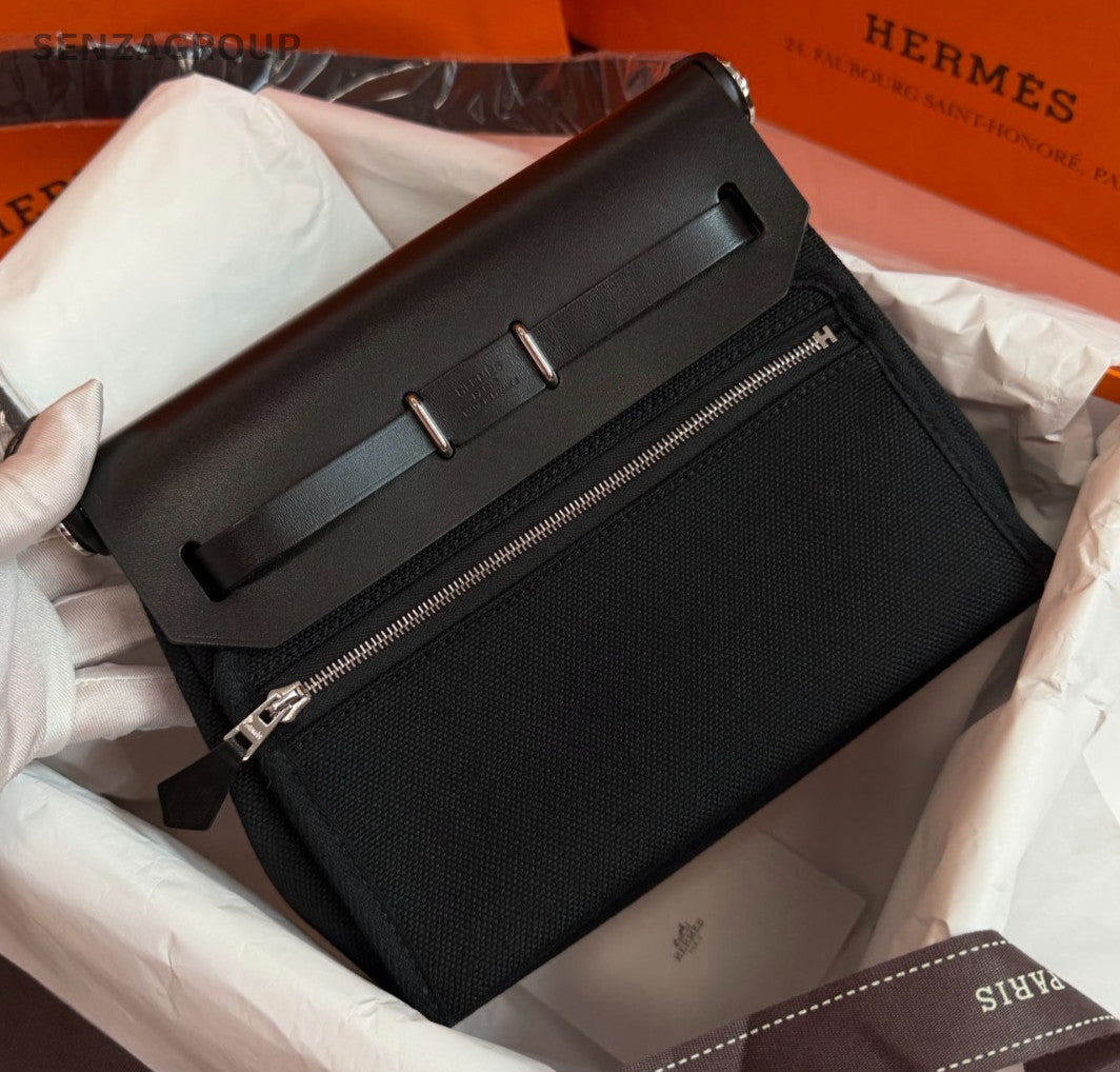 Hermes Herbag Mini Shoulder Bag Black Silver Used Women Classic