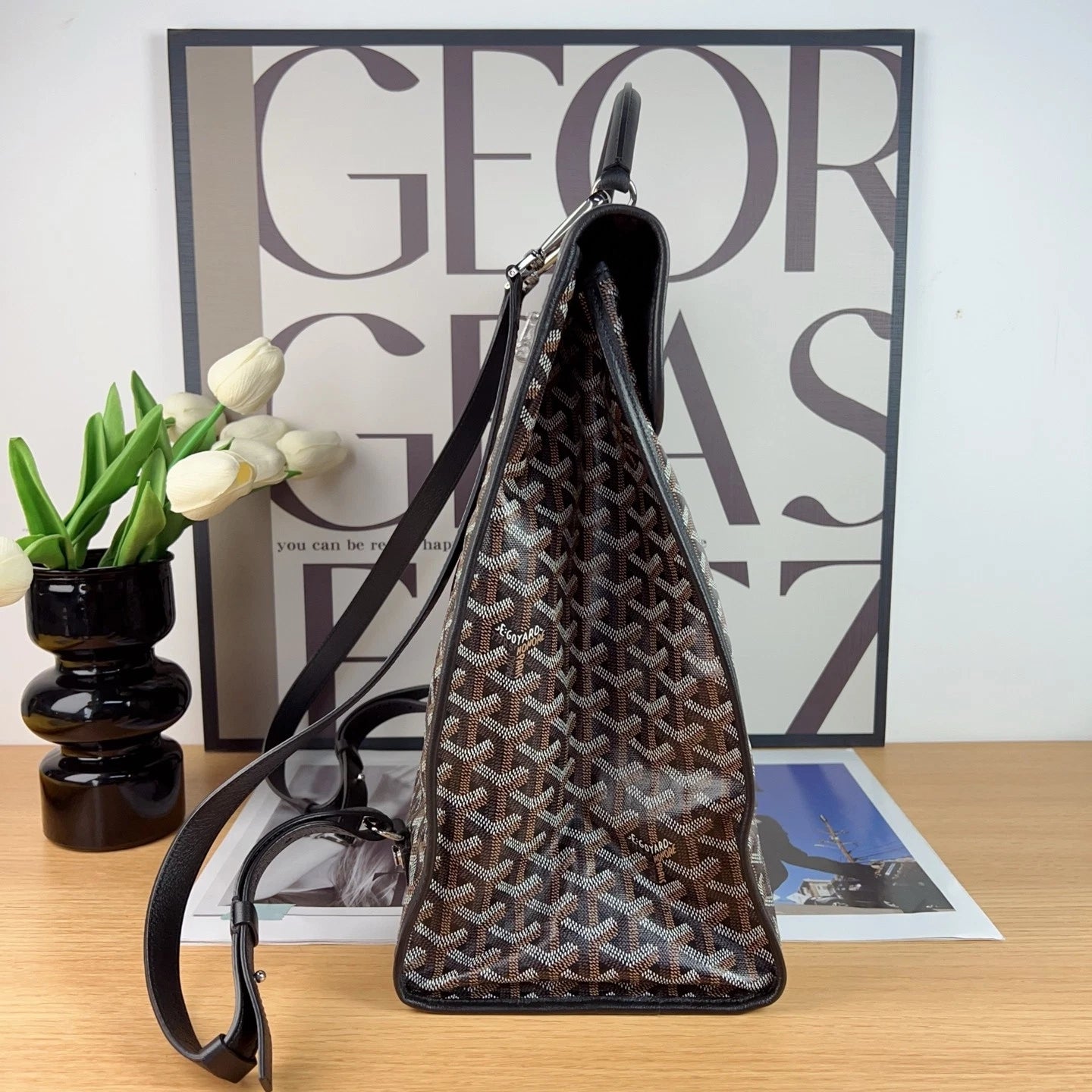 Goyard Black Monogram Backpack for Unisex Excellent