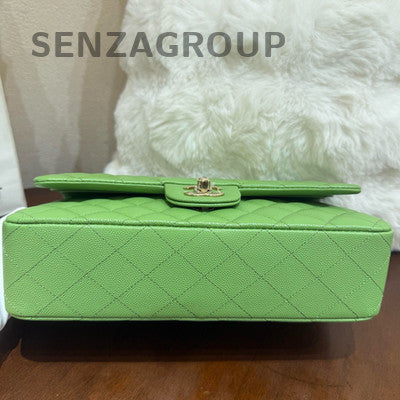 Chanel Classic Flap Medium Green Gold Hardware Quilted Shoulder Bag