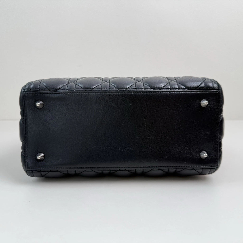 Dior Lady Dior Lambskin Black Crossbody Top Handle Excellent