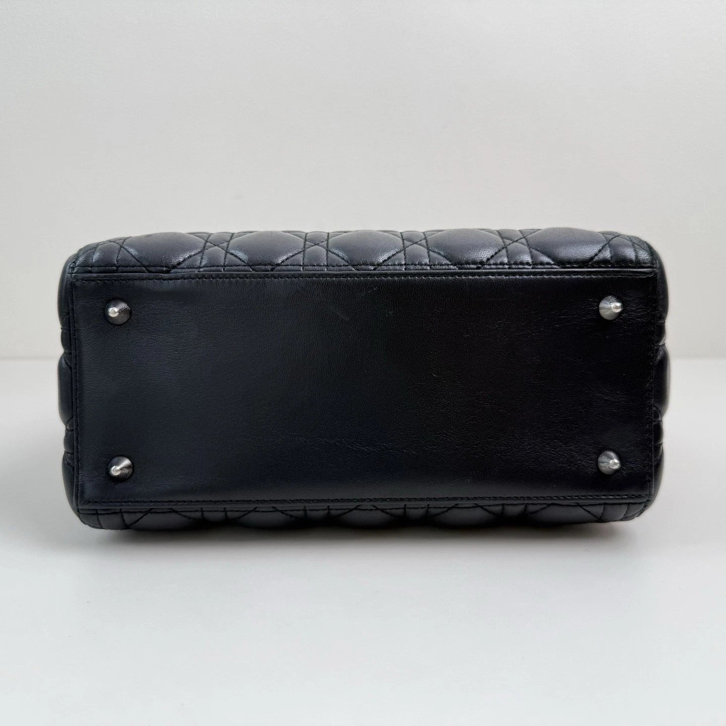 Dior Lady Dior Lambskin Black Crossbody Top Handle Excellent