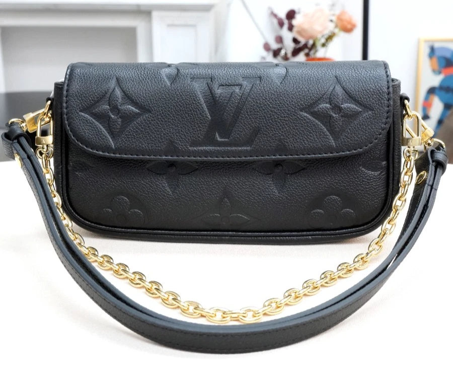 Louis Vuitton Ivy Chain Monogram Empreinte Black Gold Shoulder Bag Excellent