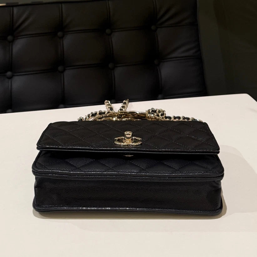 Chanel Coco Handle Bag Black Gold Chain Shoulder Bag Classic Women