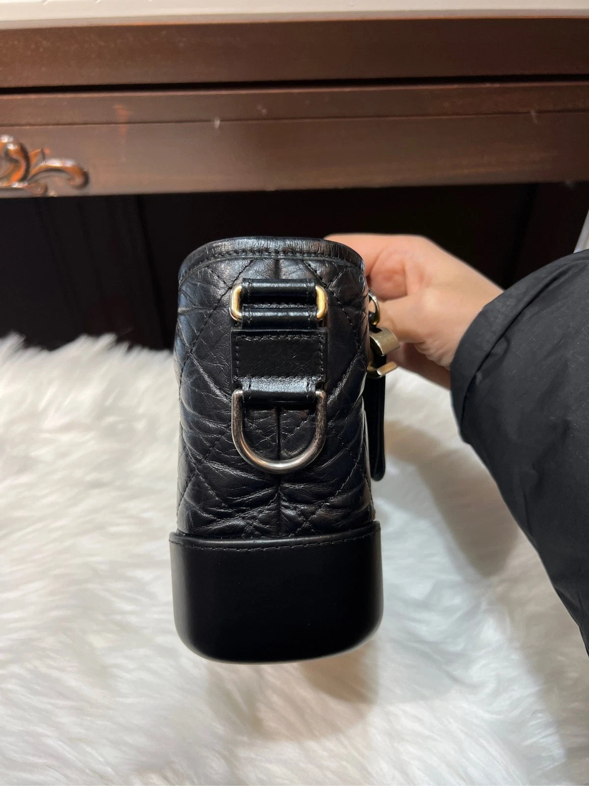 CHANEL Black Gold Small Gabrielle Crossbody Shoulder Bag For Women