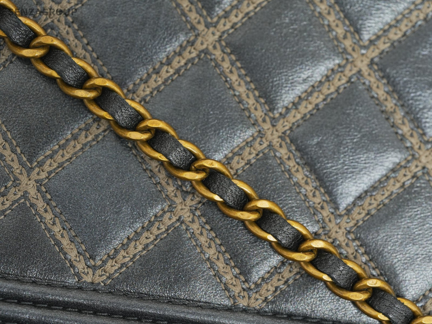 CHANEL Leboy Woc Wing forward line Diamond pattern Shoulder bag Black Gold Women