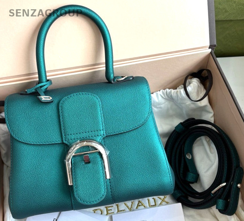 Delvaux mini Brilliant Peacock green Top Handle bag 2WAY Shoulder Women
