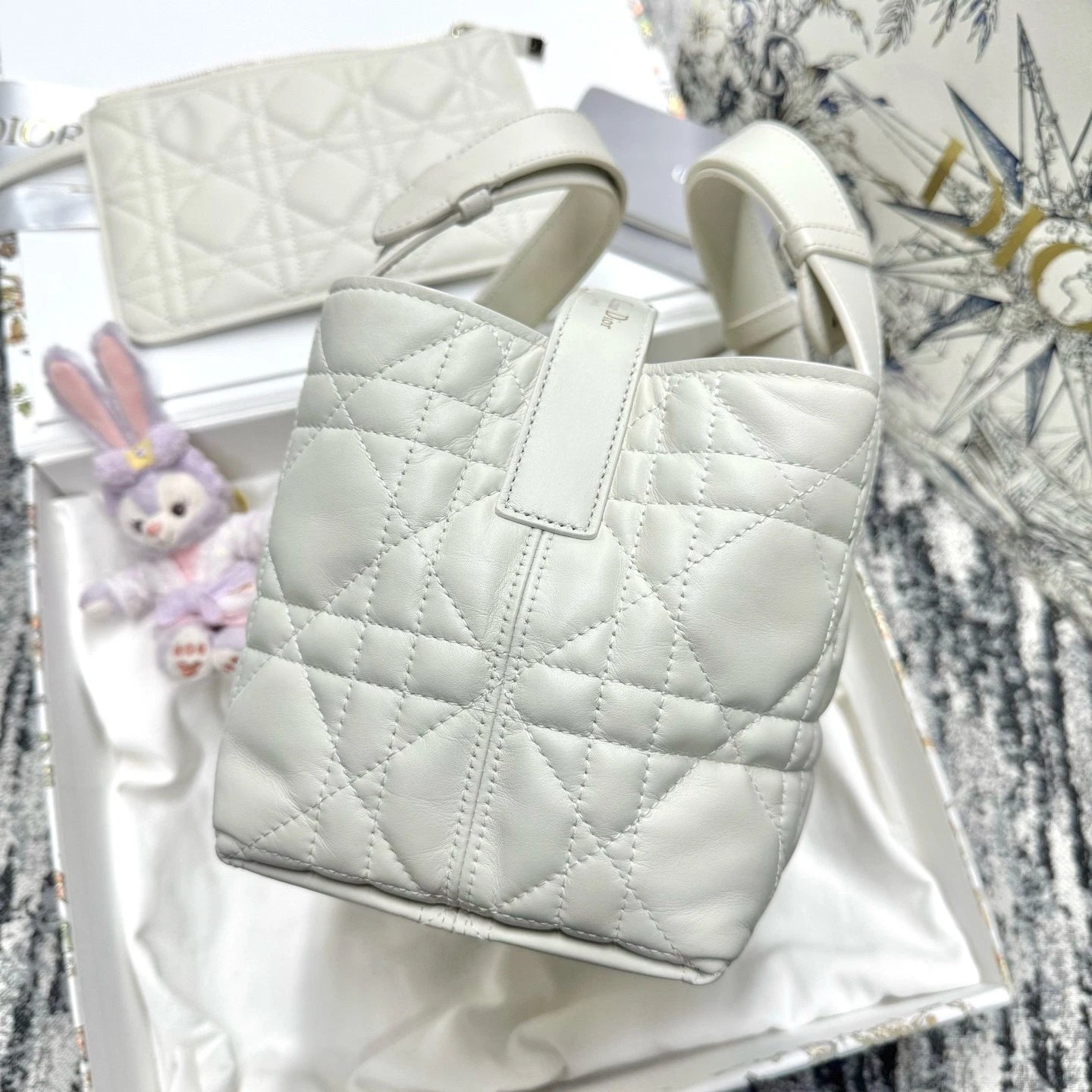 Dior Toujours Small Horizontal White Gold Leather Shoulder Bag For Women
