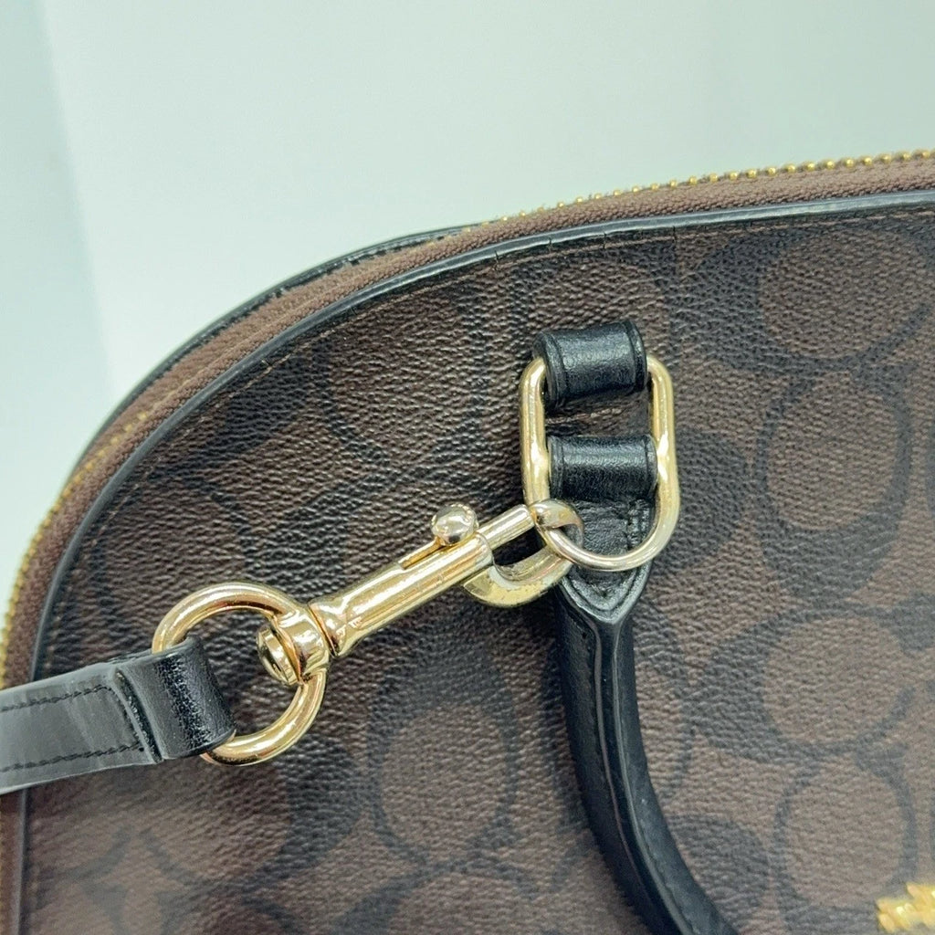 Coach Brown Canvas Monogram Shell Crossbody Handbag For Women