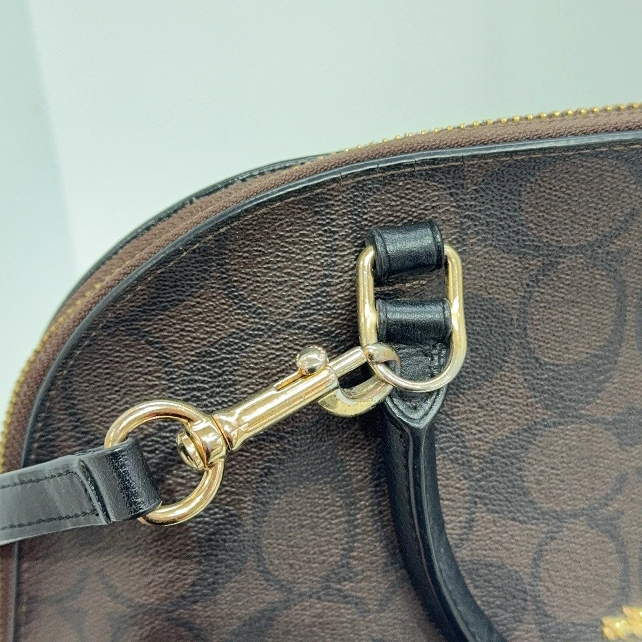 Coach Brown Canvas Monogram Shell Crossbody Handbag For Women
