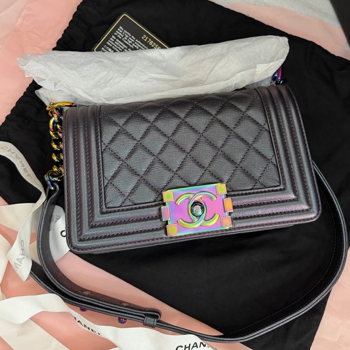 Chanel Leboy Iridescent Mermaid PM Shoulder Bag Black Women Classic Designer