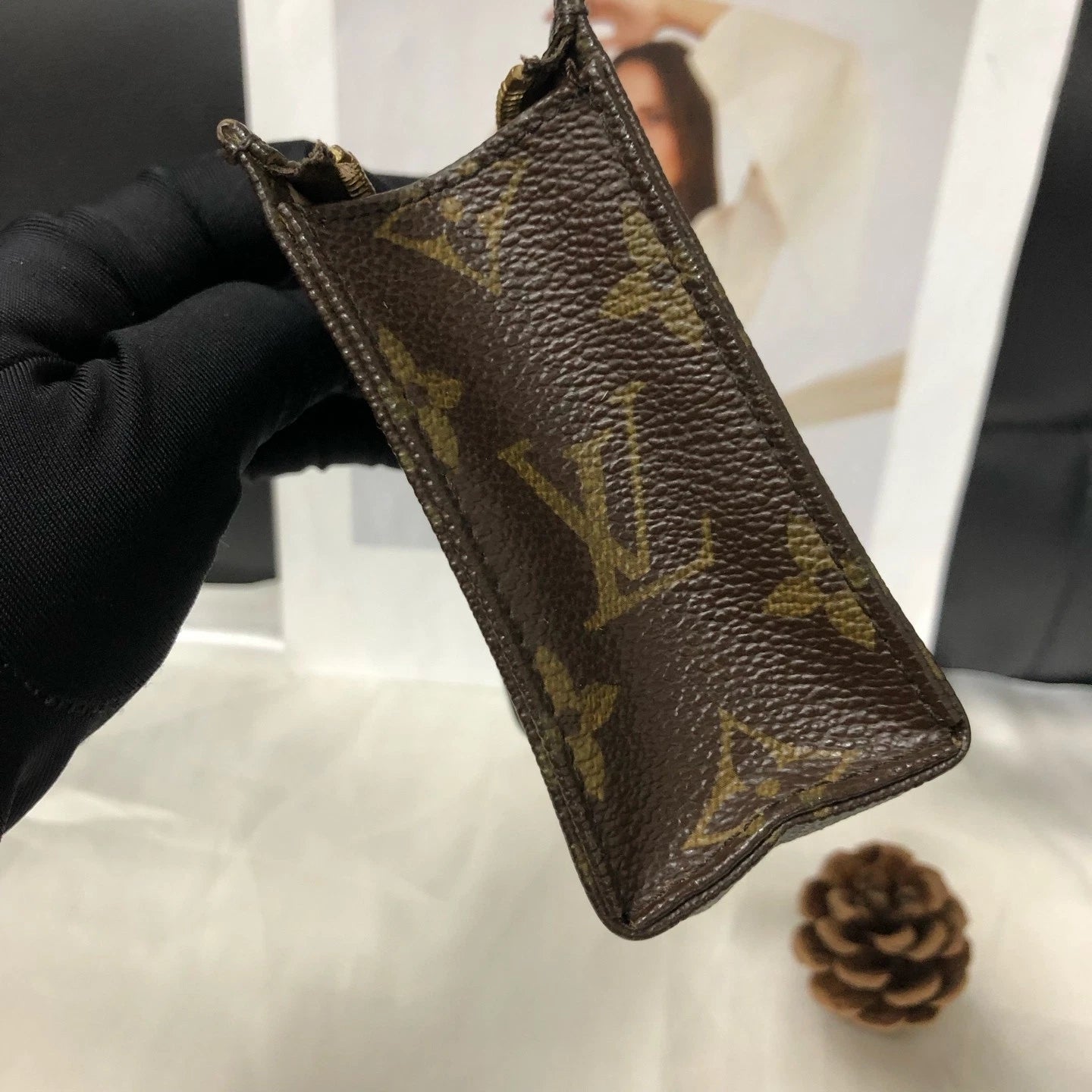 Louis Vuitton Vintage Women Brown Canvas Small Clutch