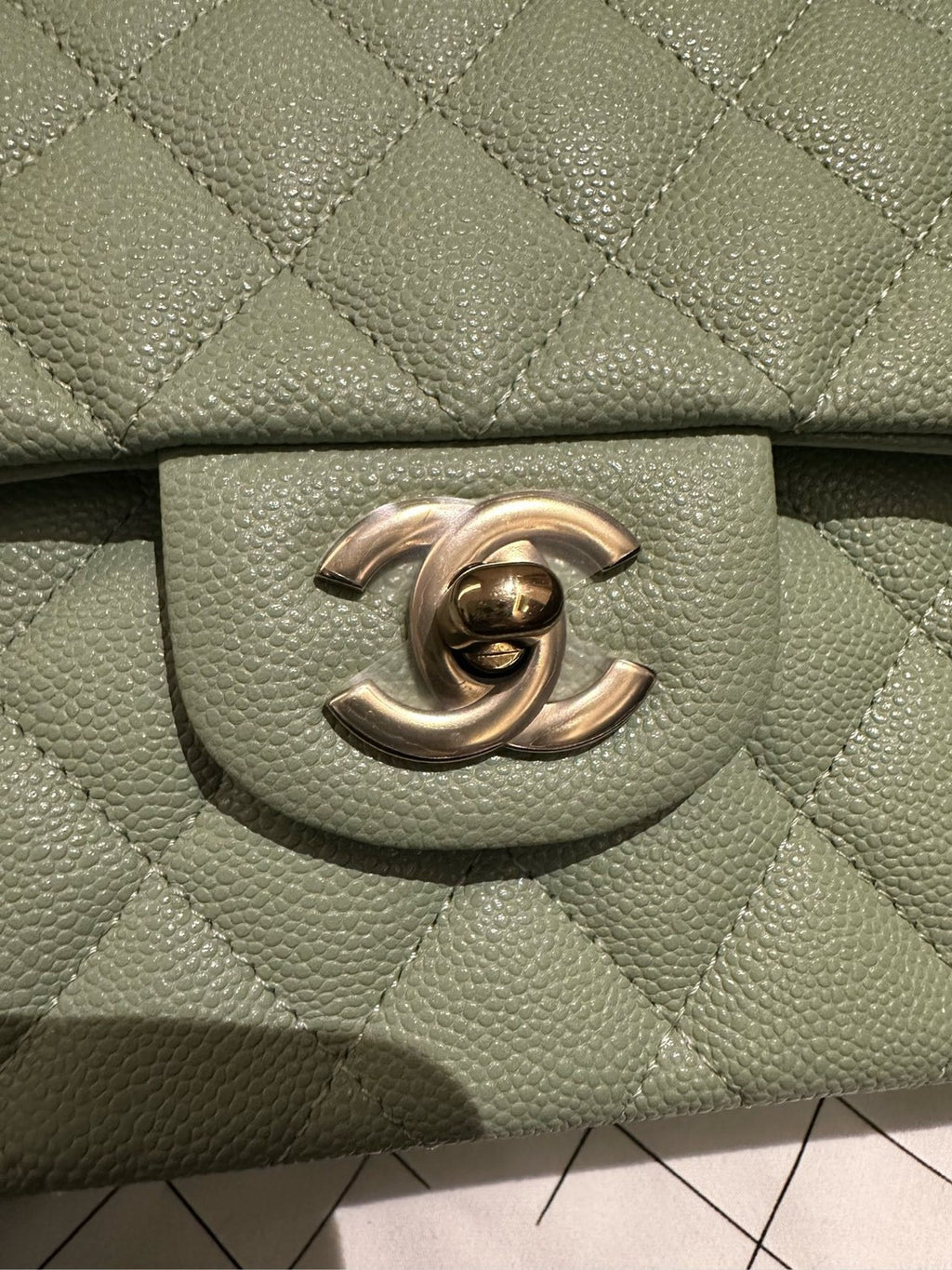 Chanel Classic Flap Small Green Quilted Gold Chain Shoulder Bag