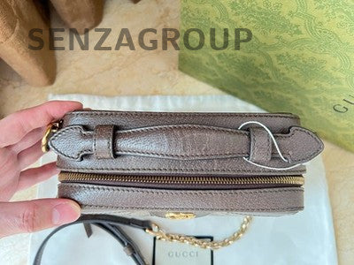 Gucci Ophidia GG Supreme Small Chain Shoulder Crossbody Bag Brown Gold