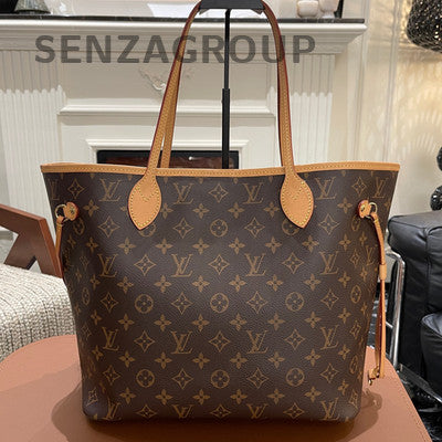 Louis Vuitton Neverfull MM Monogram Tote Bag Brown Classic Women's