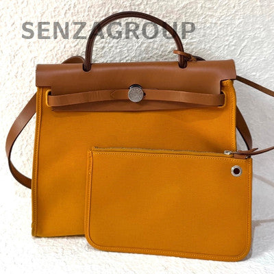 Hermès Herbag 31 Orange Brown Silver Hardware Shoulder Bag Women