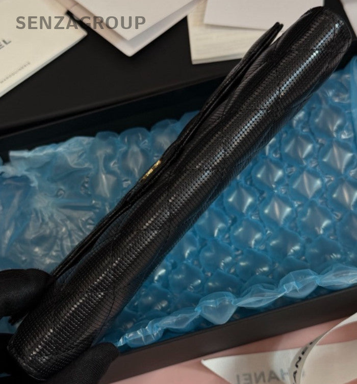Chanel Diamond Pattern Long Wallet Black Gold Women Classic