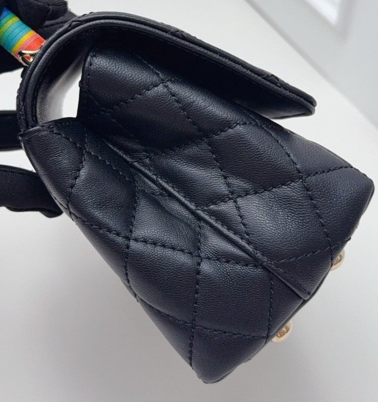 Chanel Cocohandle Mini Top Handle Bag Chain Crossbody Black Gold  Women Classic