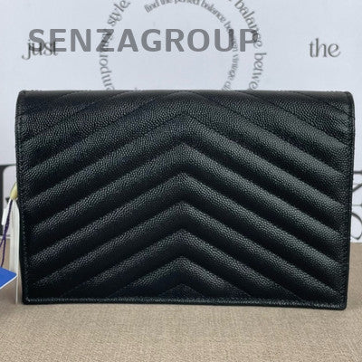 Saint Laurent YSL WOC Chain Envelope Bag Black Gold Women's Fashion
