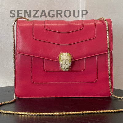 Bulgari Serpenti Forever Medium Pink Chain Shoulder Bag Gold Clasp