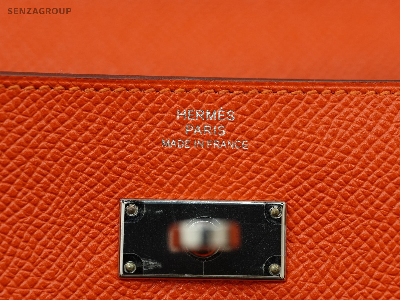 Hermes Kelly Wallet epsom Leather Orange Women Silver