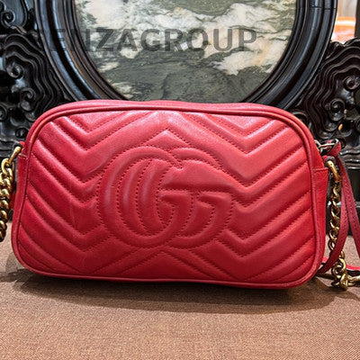 Gucci Marmont Medium Camera Bag Red Gold Classic Women's Shoulder Crossbody