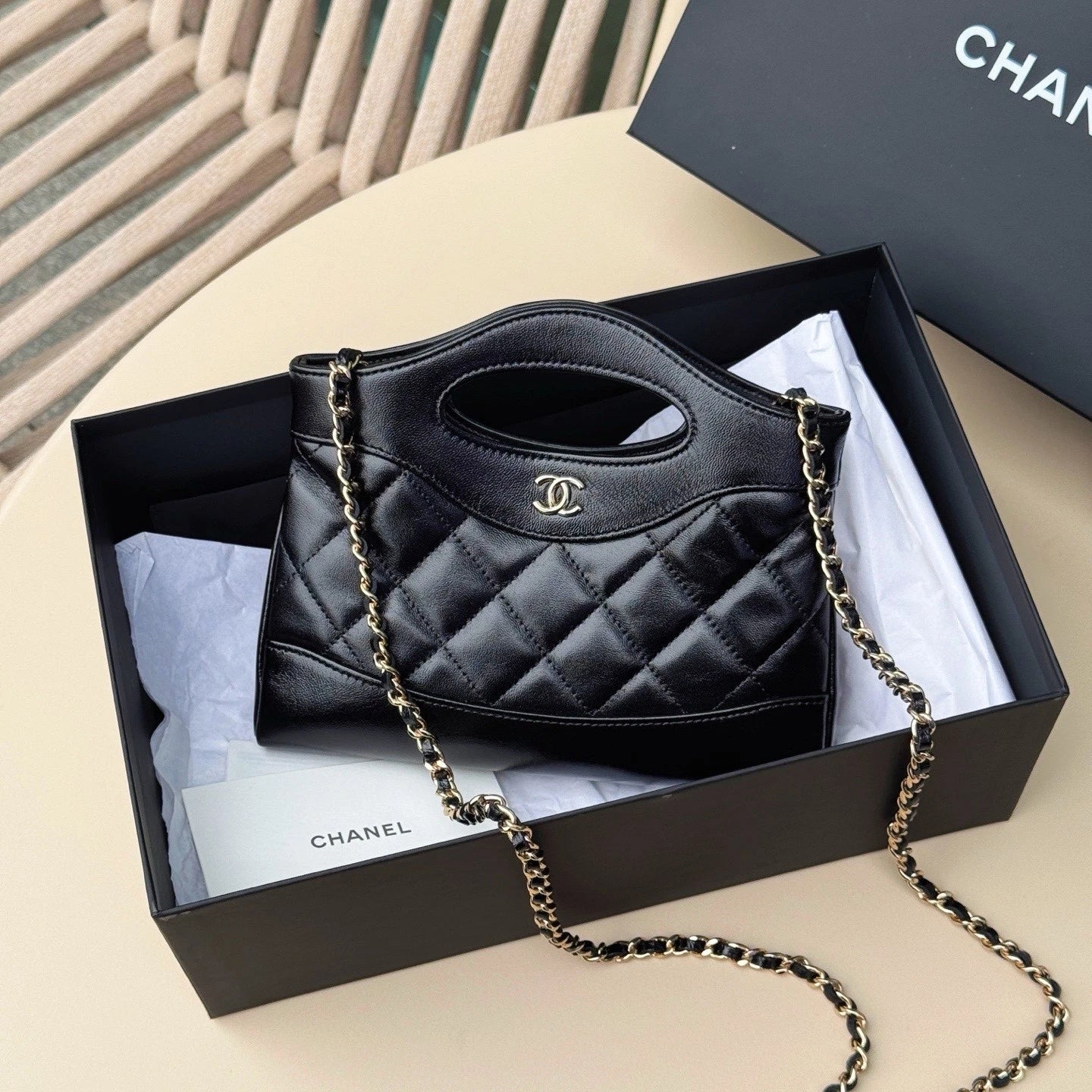 CHANEL Black Gold 31bag Nano Tote Bag For Women