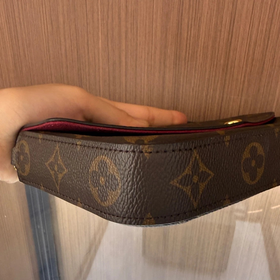 Louis Vuitton Monogram Canvas Clutch Chain Crossbody Bag Brown For Women