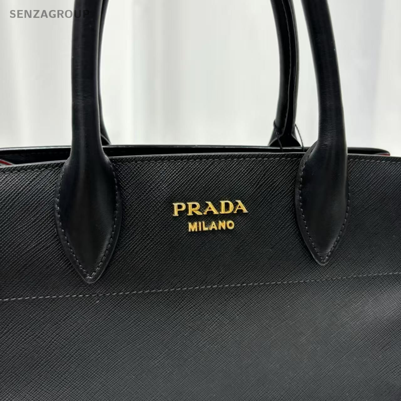 PRADA SAFFIANO Black gold Shoulder handbag