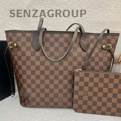 Louis Vuitton Neverfull MM Damier Ebene Tote Shoulder Bag Brown Women