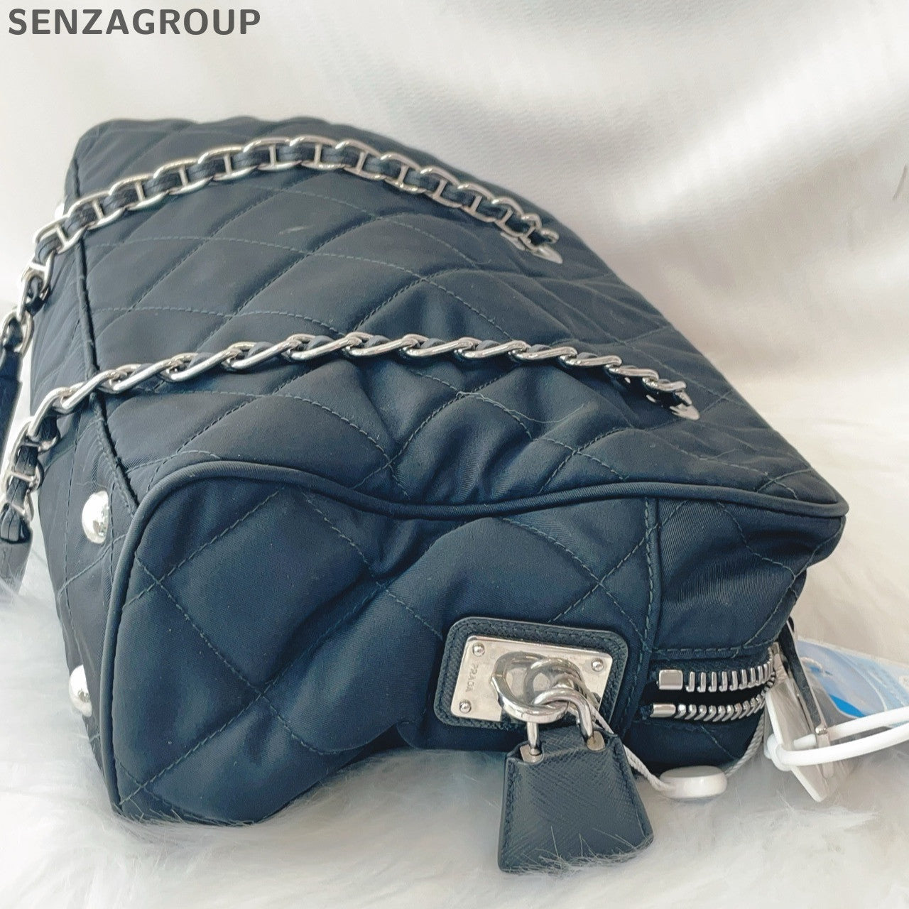Prada Black Silver Quilted Chain Shoulder Bag - Classic Women's