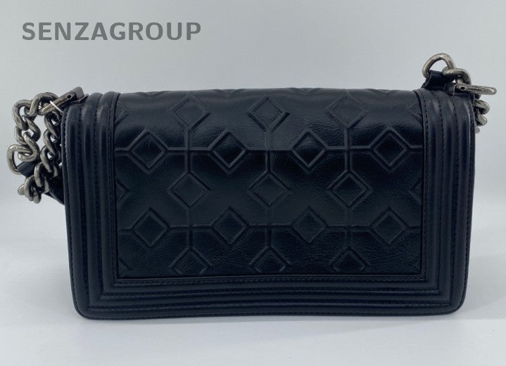 Chanel Leboy Chain Black Silver Shoulder Bag Used Women Classic
