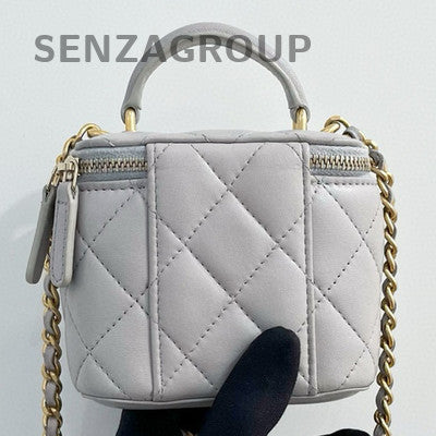Chanel Grey Lambskin Mini Square Flap Bag with Gold Hardware