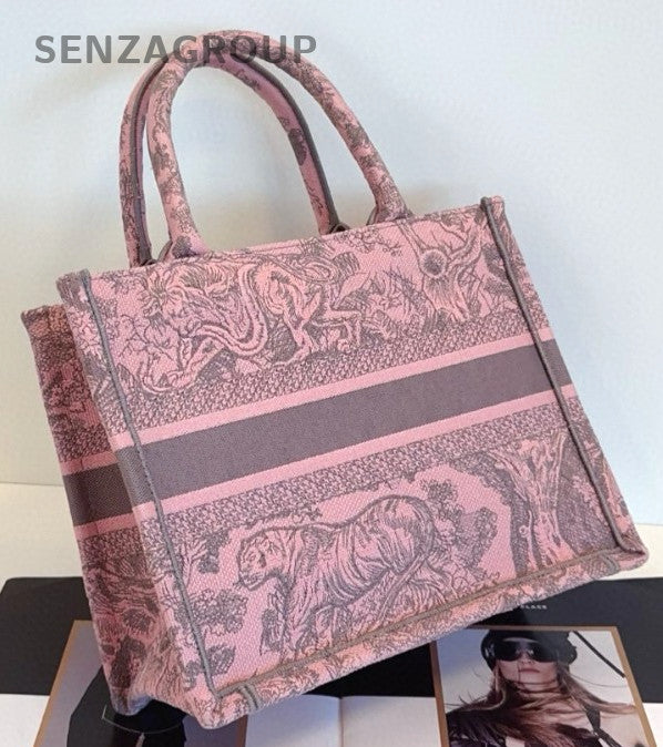 Christian Dior Book tote Zoo Embroidery Small Pink Handbag Almost Brand NEW