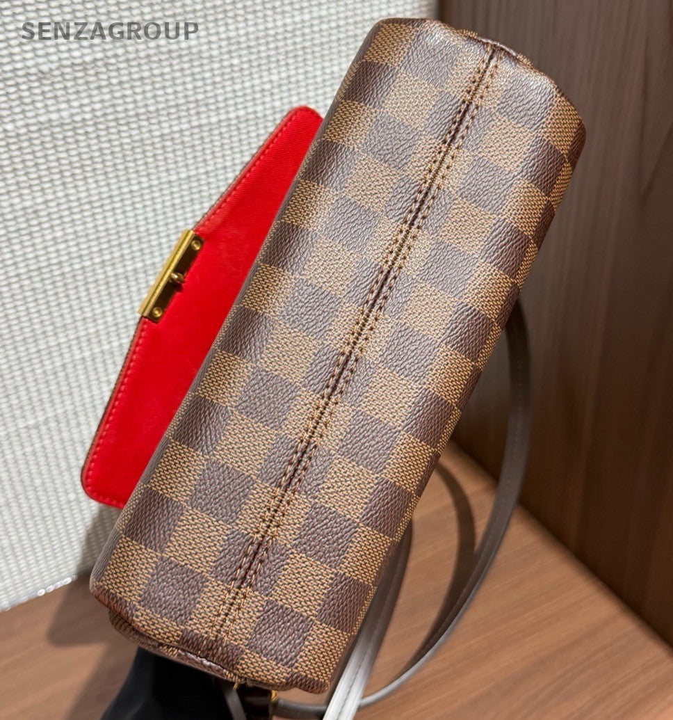 Louis Vuitton Croisette 2Way Brown Gold Top Handle Bag Crossbody Used Women