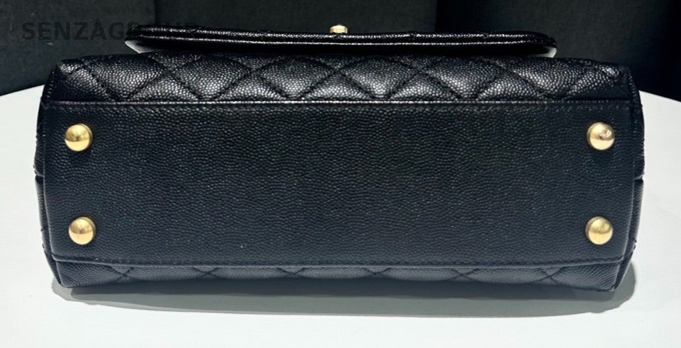 Chanel Cocohandle PM Top Handle Bag Chain Crossbody Black Gold Women Classic