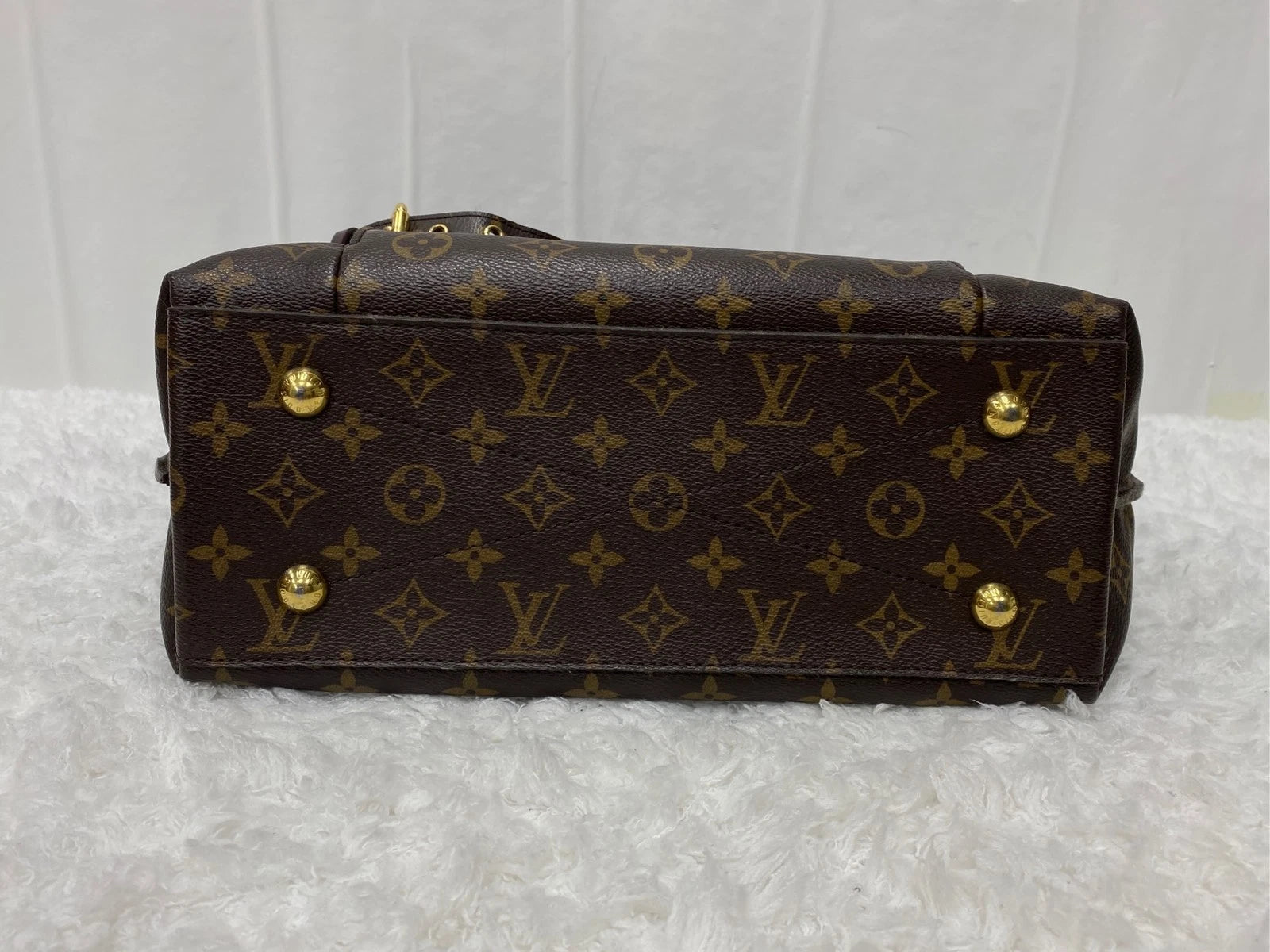 Louis Vuitton Hobo Monogram Top Handle Shoulder Bag Brown Gold Women Classic