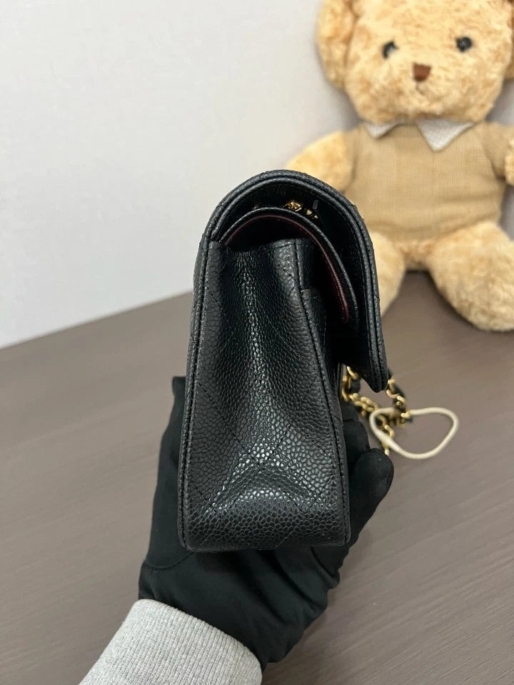 CHANEL Classic Flap Small Black Gold Shoulder Bag For Women